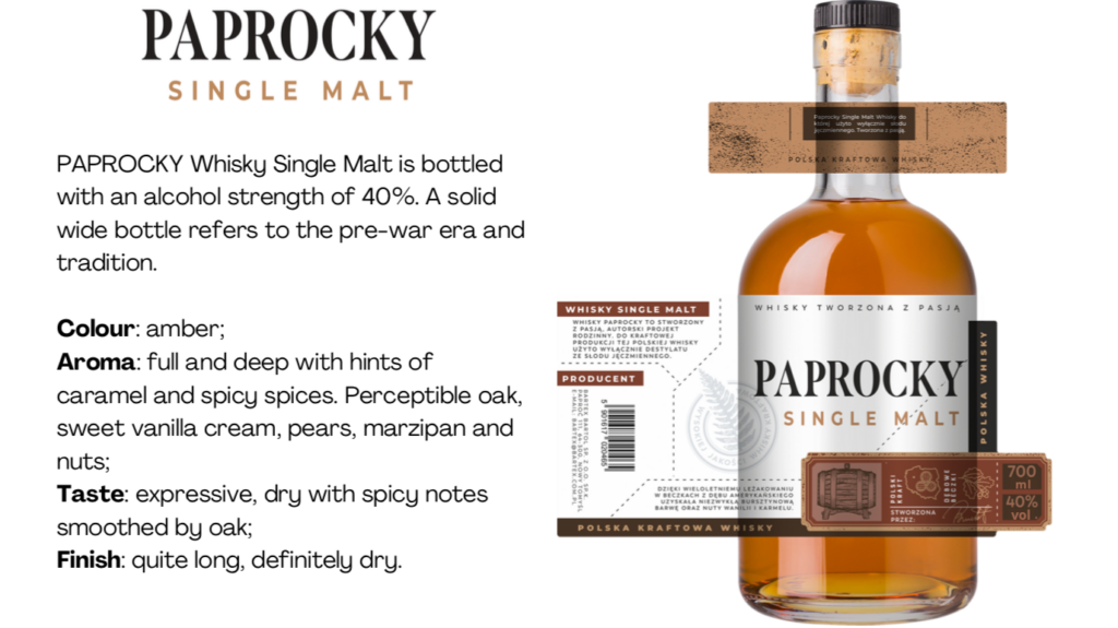 Paprocky Single Malt Whisky 40% alk. Amber colour in  Chicago